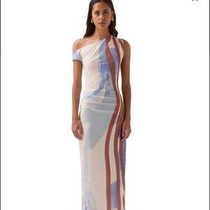 SOVERE STUDIO Hunter Mesh Off-The-Shoulder Maxi Dress in Blue Spice 1X